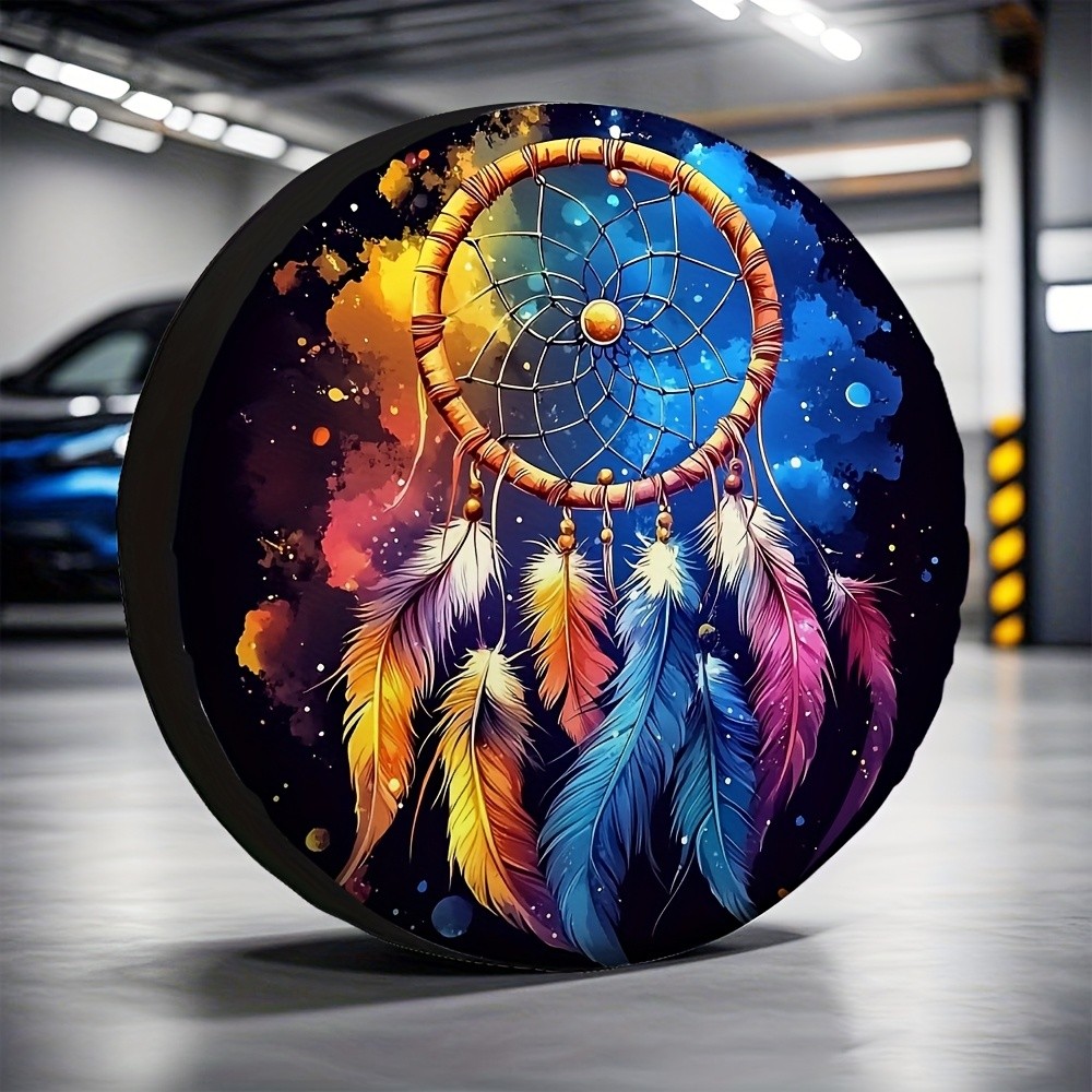 Outdoor Adventure Jeep - Starry Night Dreamcatcher Reifenabdeckung, lebendiger Aquarell-Druck,