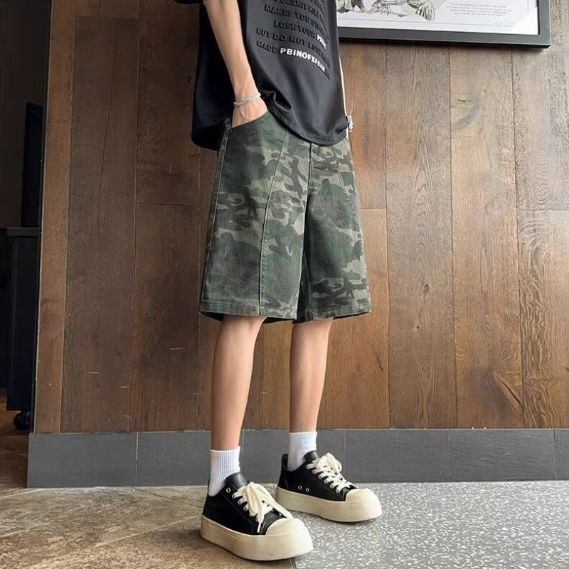 Outdoor Adventure Hong Kong - Herren Outdoor-Abenteuer Camouflage Denim-Shorts Sommer Locker