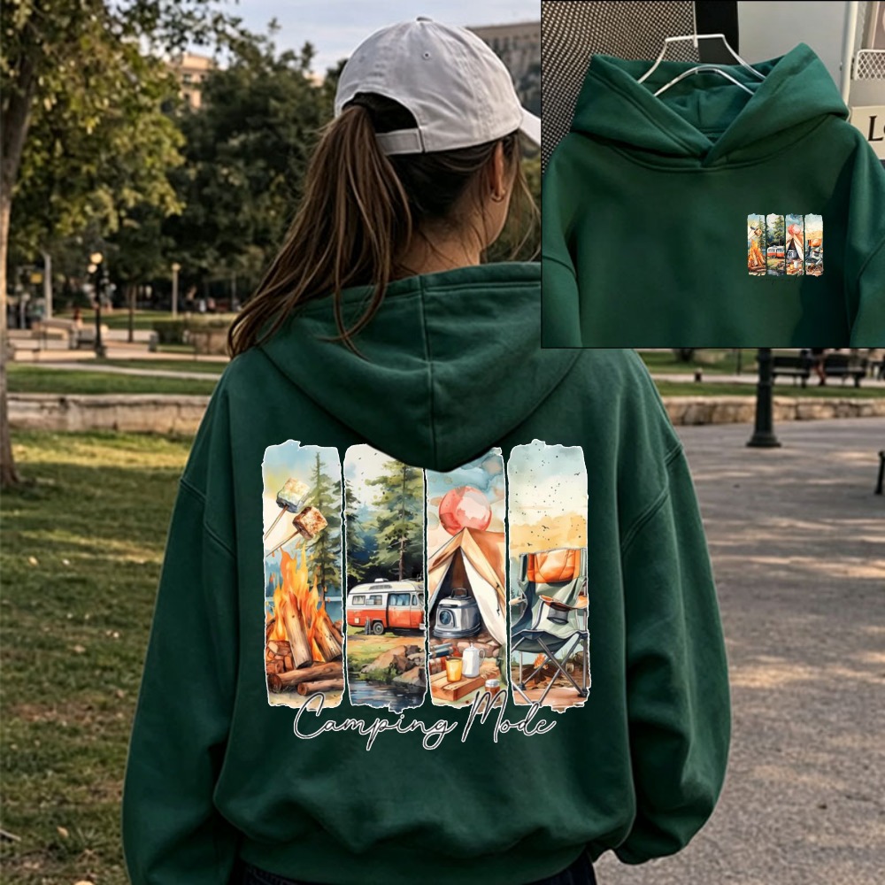Outdoor Adventure Rv - Damen Camping Mode Aquarell Lagerfeuer Zelt
