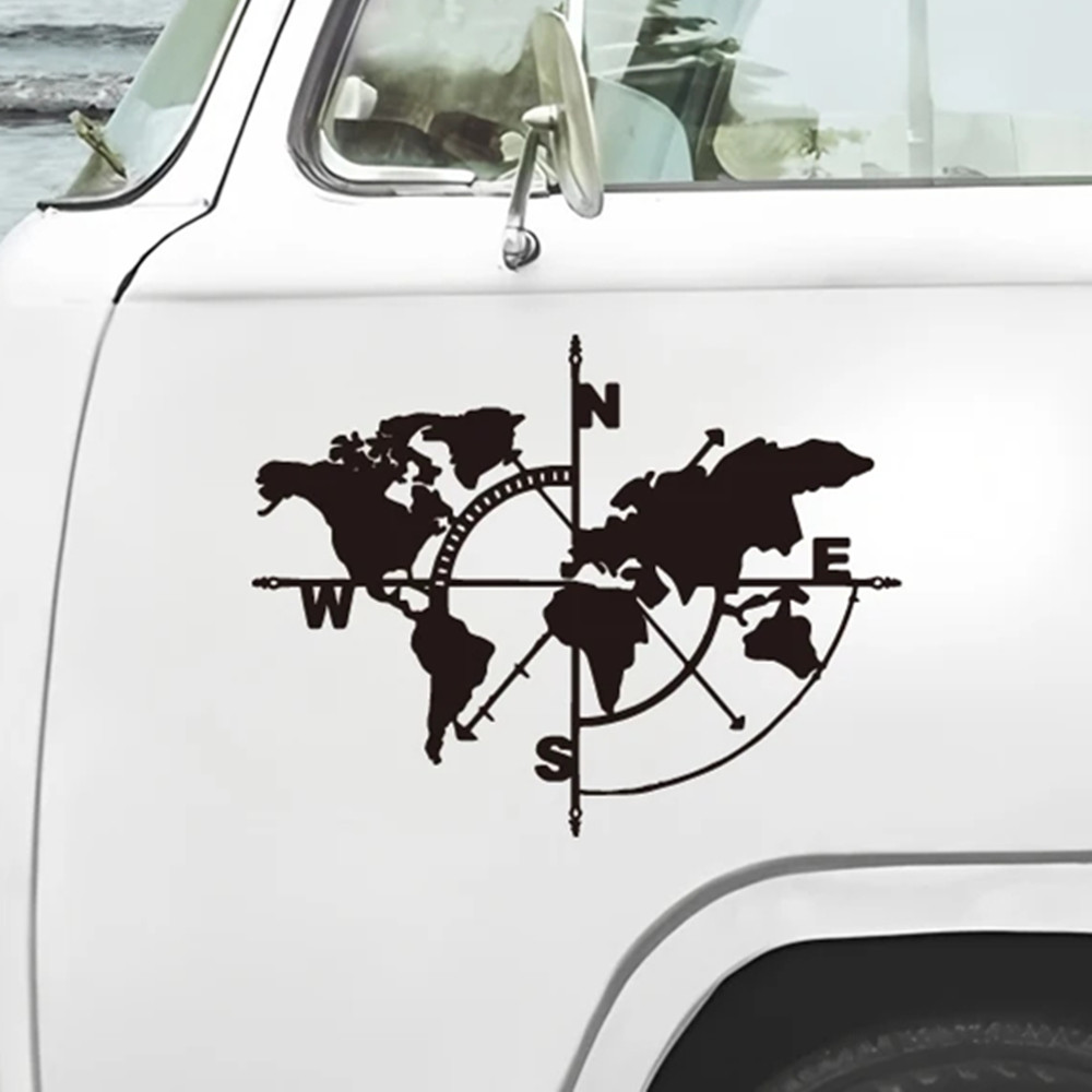 Kompass-Weltkarte-Vinyl-Aufkle – Outdoor Adventure Jeep Bewertung und Preis