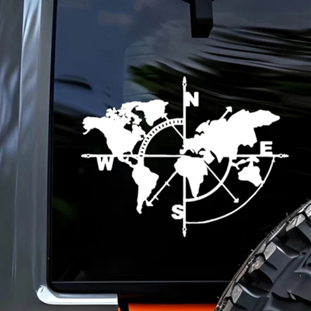 Kompass-Weltkarte-Vinyl-Aufkle – Outdoor Adventure Jeep Bewertung und Preis